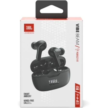 Auriculares Bluetooth JBL Vibe Beam con estuche de carga/ Autonomía 8h/ Negra_0