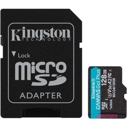 Kingston Technology Tarjeta microSDXC Canvas Go Plus Gen4 de 128 GB, 200 MB/s, A2 U3 V30 y adaptador_0