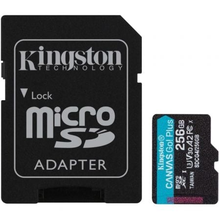 Kingston Technology Tarjeta microSDXC Canvas Go Plus Gen4 de 256 GB, 200 MB/s, A2 U3 V30 y adaptador_0