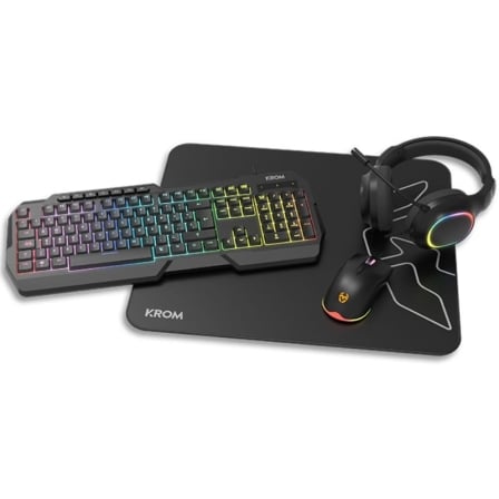 Pack Gaming Krom Kenta/ Teclado RGB + Ratón + Alfombrilla + Auriculares_0