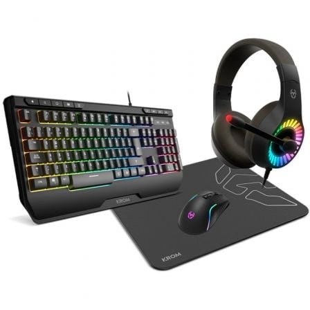 Pack Gaming Krom kenya/ Teclado RGB + Ratón Óptico + Alfombrilla + Auriculares_0