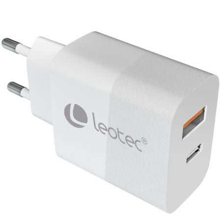 Cargador de Pared GaN Leotec LECSPH30W2W/ 1xUSB Tipo-C/ 1xUSB/ 30W_0