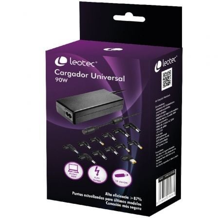 Cargador de Portátil Leotec / 90W / Automático / 12 Conectores / 15-20V / LB13230267