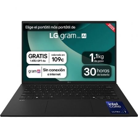 Portátil LG Gram 14ZD90T-G.AX78B Intel Core Ultra 7-255H/ 16GB/ 1TB SSD/ 14"/ Sin Sistema Operativo_0
