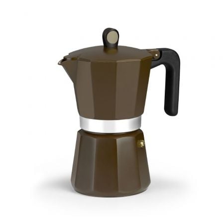 Cafetera Italiana Monix Induction Cream M671009/ 9 Tazas/ Marrón_0