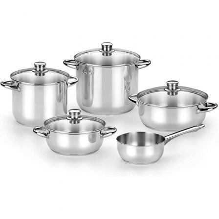 Pack Batería de Cocina Monix Optima2 MA50001/ Cazo Ø16cm/ Ollas Ø20 - 24cm/ Cacerolas Ø20 - 24cm/ Acero Inoxidable/ Apta para Inducción_0