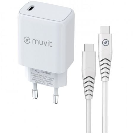Cargador de Pared Muvit For Change MCPAK0044/ 1xUSB Tipo-C + Cable USB Tipo-C/ 20W_0