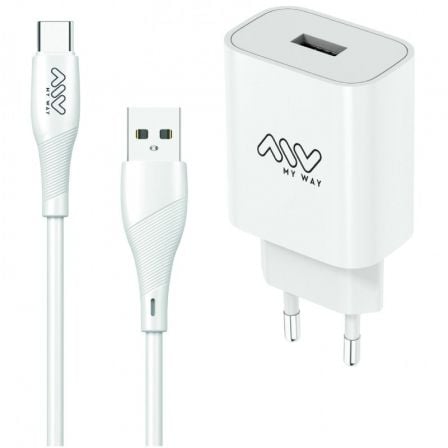 Cargador de Pared Myway MYWEPAK0002/ 1xUSB + Cable USB Tipo-C/ 15W_0