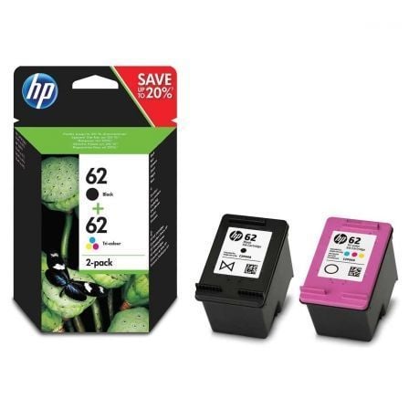 HP 62 2-pack Black/Tri-color Original Ink Cartridges cartucho de tinta 2 pieza(s) Rendimiento estándar Negro, Cian, Magenta, Amarillo_0