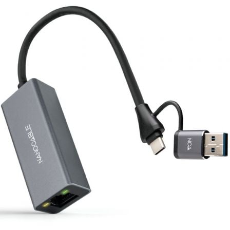 Adaptador USB Macho + USB Tipo-C Macho - RJ45 Nanocable 10.03.0411/ 1000Mbps_1