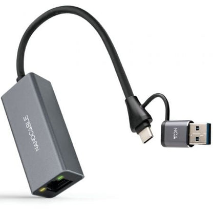 Adaptador USB Macho + USB Tipo-C Macho - RJ45 Nanocable 10.03.0411/ 1000Mbps_1