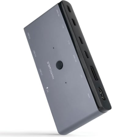 Switch Conmutador 8K Nanocable 10.12.0003/ 1x HDMI/ 1x DisplayPort/ 3x USB/ 2x USB Tipo-C/ 1x Jack 3.5mm/ 2x USB Tipo-C PD_0