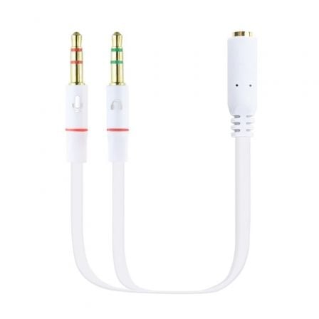 Adaptador Nanocable 10.24.1203/ Jack 3.5 Hembra - 2x Jack 3.5 Macho/ 20cm/ Blanco_0