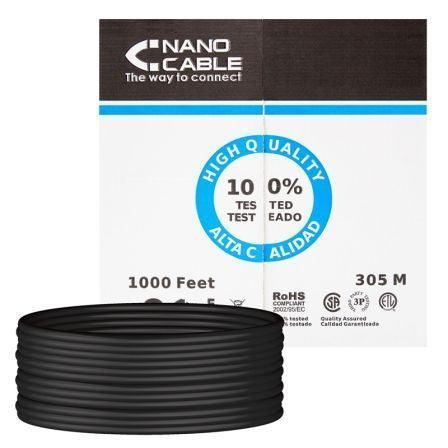 Bobina de Cable RJ45 para Exteriores UTP Nanocable 10.20.0304-EXT-BK Cat.5e/ 305m/ Impermeable/ Negro_0