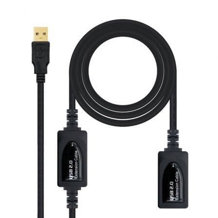 Cable Alargador USB 2.0 Nano Cable / 10m / Preto / 10.01.0212