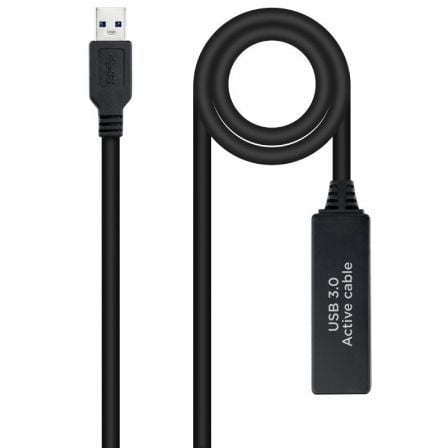 Cable Alargador Amplificador USB 3.0 Nanocable / 10m / Preto / 10.01.0312