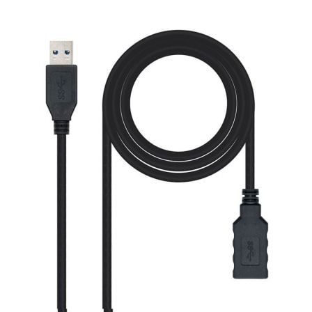 Cable Alargador USB 3.0 Nanocable / 2m / Preto / 10.01.0902-BK