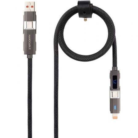 Cable USB 2.0 Tipo-C Nanocable 10.01.2501/ USB Tipo-C Macho + USB Macho - USB Tipo-C Macho + Lightning Macho/ Hasta 27W/ 480Mbps/ 1m/ Negro_0