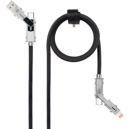 Cable USB 2.0 Tipo-C Nanocable 10.01.2602/ USB Tipo-C Macho + USB Macho - USB Tipo-C Macho + Lightning Macho/ Hasta 27W/ 480Mbps/ 2m/ Negro_0