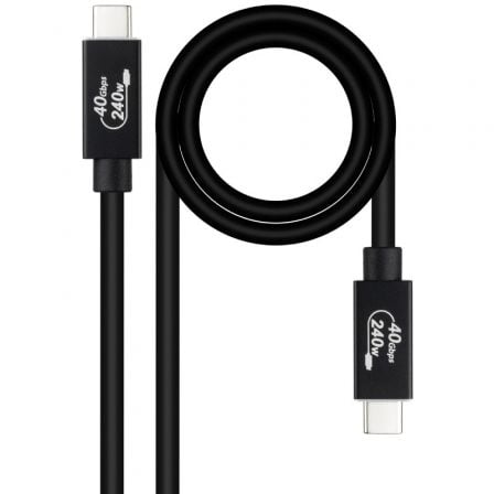Cabo USB 4.0 Nanocable / Tipo-C Macho a Tipo-C Macho / Até 240W / 40Gbps / 1.8m / Preto / 10.01.5002