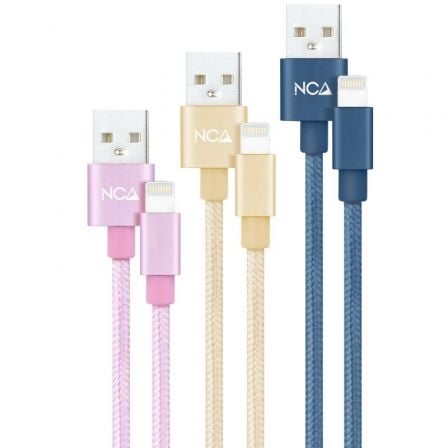 Cabo USB 2.0 Lightning Nanocable 10.10.0401-CO2 / Rosa / Dorado / Azul Pacífico / 1m / 3 Unidades