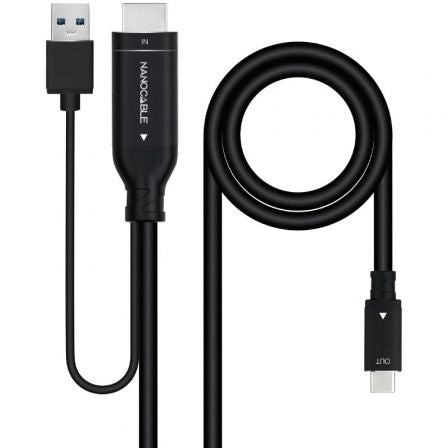 Cable HDMI Nanocable 10.15.4354/ HDMI Macho - USB Macho/ USB Tipo-C Macho/ 1.8m/ Negro_0
