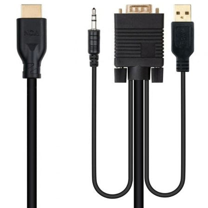 Cable Conversor Nanocable 10.15.4612/ HDMI Macho - VGA Macho/ Jack 3.5 Macho/ USB Macho/ 1.8m/ Negro_0