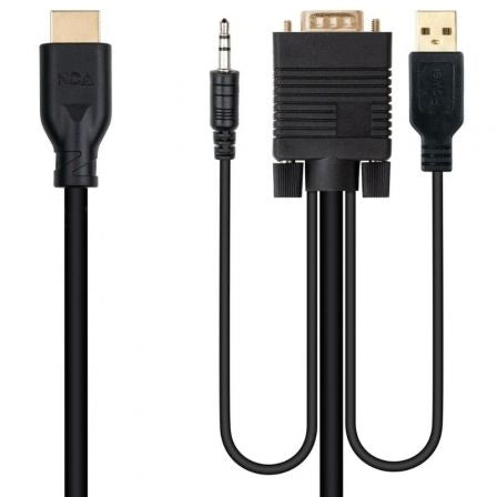 Cable Conversor Nanocable 10.15.4612/ HDMI Macho - VGA Macho/ Jack 3.5 Macho/ USB Macho/ 1.8m/ Negro_0