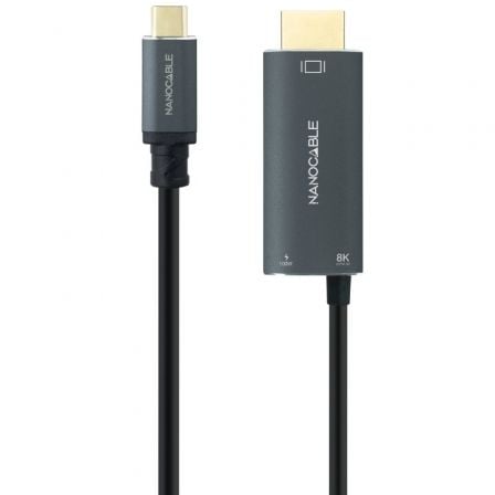 Cable Conversor Nanocable 10.15.5182/ USB Tipo-C Macho - HDMI 8K Macho/ USB Tipo-C Hembra/ Hasta 100W/ 1.8m/ Negro_0