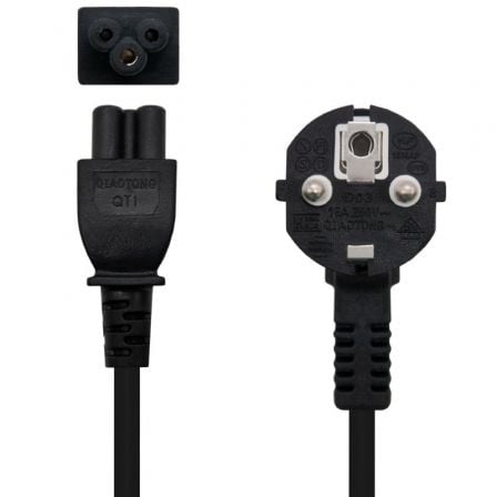 Cable Alimentación Trébol Nanocable 10.22.0302-L200/ Schuko Macho - C5 Hembra/ 2m/ Negro_0
