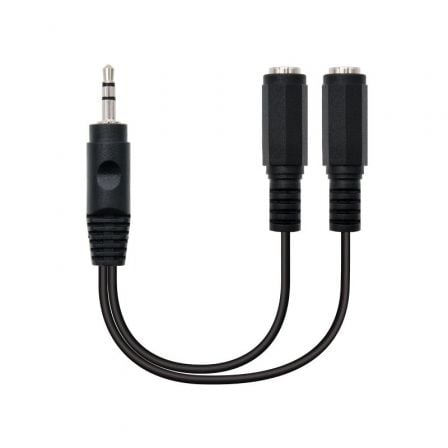 Cable Estéreo Nanocable 10.24.1200/ Jack 3.5 Macho - 2x Jack 3.5 Hembra/ 15cm/ Negro_0