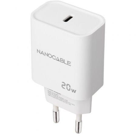 Cargador de Pared Nanocable 10.10.2005/ 1xUSB Tipo-C/ 20W/ Blanco_0