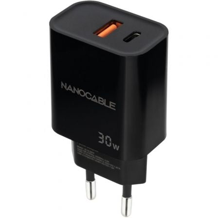 Cargador de Pared Nanocable 10.10.2012/ 1xUSB/ 1xUSB Tipo-C/ 30W/ Negro_0