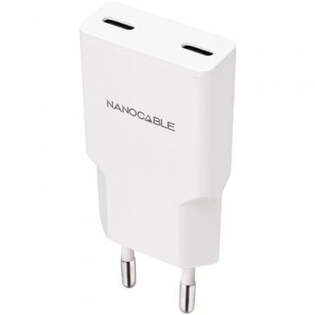 Cargador de Pared Nanocable 10.10.2023/ 2xUSB Tipo-C/ 20W/ Blanco_0