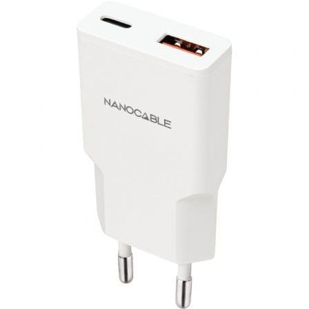 Cargador de Pared Nanocable 10.10.2025/ 1xUSB Tipo-C/ 1xUSB/ 25W/ Blanco_0