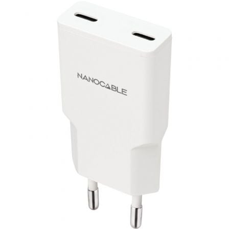 Cargador de Pared Nanocable 10.10.2026/ 2xUSB Tipo-C/ 25W/ Blanco_0