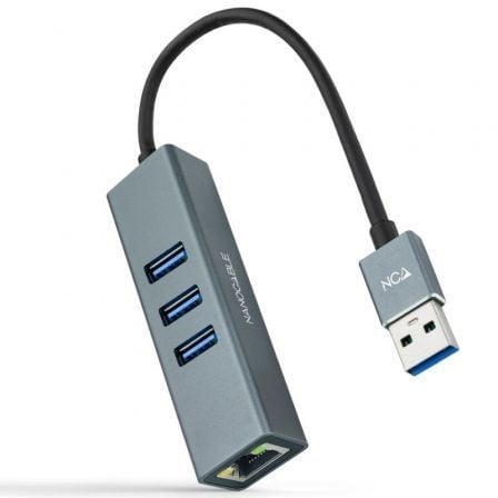 Hub USB 3.0 Nanocable / 3xUSB / 1xRJ45 / Gris / NAN-HUB_10_03_0407