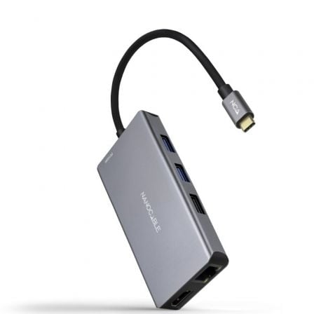 Docking Tipo-C Nanocable 10.16.1009/ 3xUSB/ 2xHDMI 4K/ 1xRJ45/ 1xLector tarjetas/ 1xUSB Tipo-C PD/ Gris_0