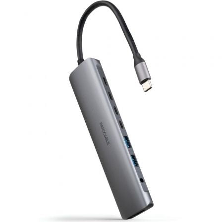 Docking Tipo-C Nanocable 10.16.4608/ 2xUSB/ 3xUSB Tipo-C/ 1xHDMI 4K/ 1xJack 3.5/ 1xUSB Tipo-C PD/ Gris_0