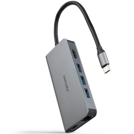 Docking Tipo-C Nanocable 10.16.4609/ 3xUSB/ 1xHDMI 4K/ 1xRJ45/ 1xLector tarjetas/ 1xUSB Tipo-C PD/ Gris_0