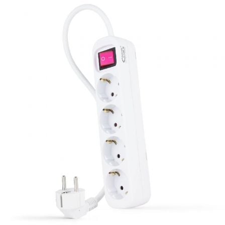 Regleta con Interruptor Nanocable 10.37.0004/ 4 Tomas de Corriente/ Cable 1.4m/ Blanca_0