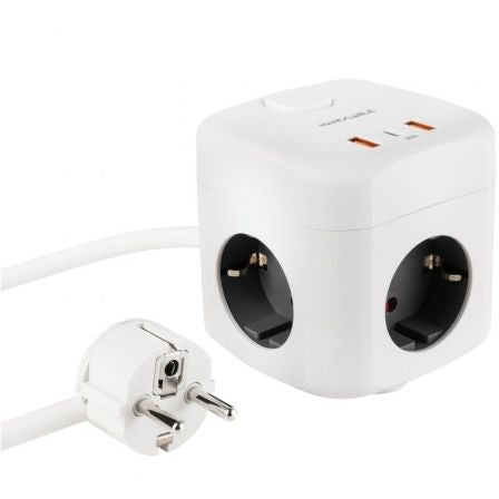 Regleta Nanocable 10.37.0011/ 3 Tomas de corriente/ 2 USB - 1 USB Tipo-C/ Cable 1.4m/ Blanca_0