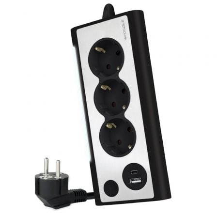 Regleta con Interruptor Nanocable 10.37.0013-BK/ 3 Tomas de Corriente/ 1 USB/ 1 USB Tipo C/ Cable 1.5m/ Negro_0