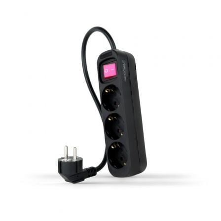 Regleta con Interruptor Nanocable 10.38.0003-BK/ 3 Tomas de Corriente/ Cable 1.4m/ Negra_0