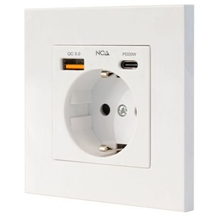 Roseta de Pared Nanocable 10 35 0011/ 1 Schuko/ 1 USB Tipo-C/ 1 USB_0