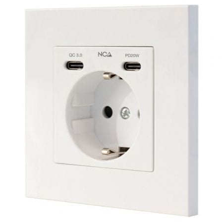 Roseta de Pared Nanocable 10 35 0012/ 1 Schuko/ 2 USB_0
