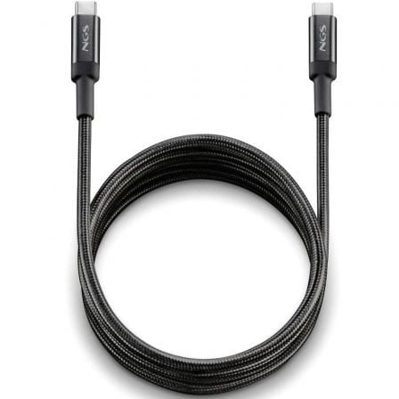 Cable USB 2.0 Tipo-C NGS KNOT/ USB Tipo-C Macho - USB Tipo-C Macho/ Hasta 100W/ 480Mbps/ 3m/ Negro_0