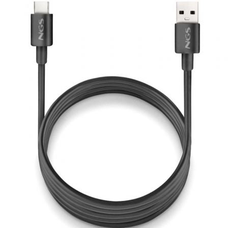 Cable USB 2.0 NGS ZYRO-AC/ USB Macho - USB Tipo-C Macho/ Hasta 15W/ 480Mbps/ 1m/ Negro_0