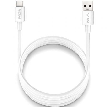 Cable USB 2.0 NGS ZYRO-AC/ USB Macho - USB Tipo-C Macho/ Hasta 15W/ 480Mbps/ 1m/ Blanco_0