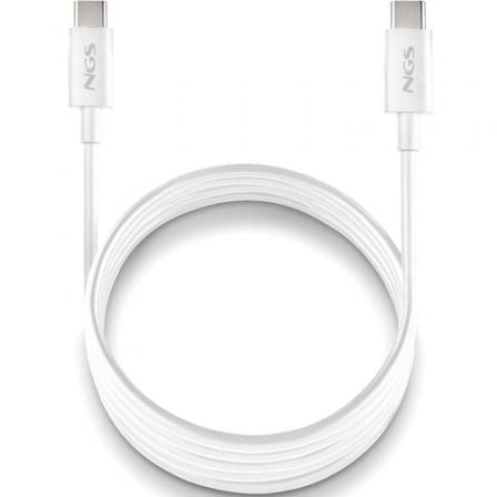 Cable USB 2.0 Tipo-C NGS ZYRO 60W-1/ USB Tipo-C Macho - USB Tipo-C Macho/ Hasta 60W/ 480Mbps/ 1m/ Blanco_0